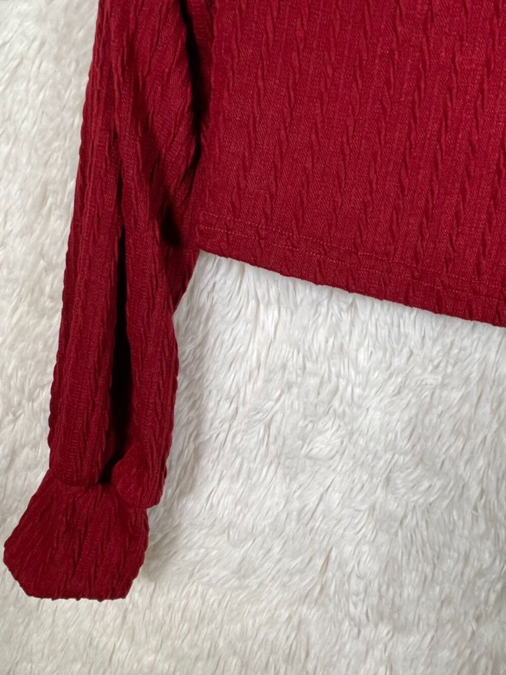 Red Cold-Shoulder Ribbed Crop Top - Picture 4 of 7